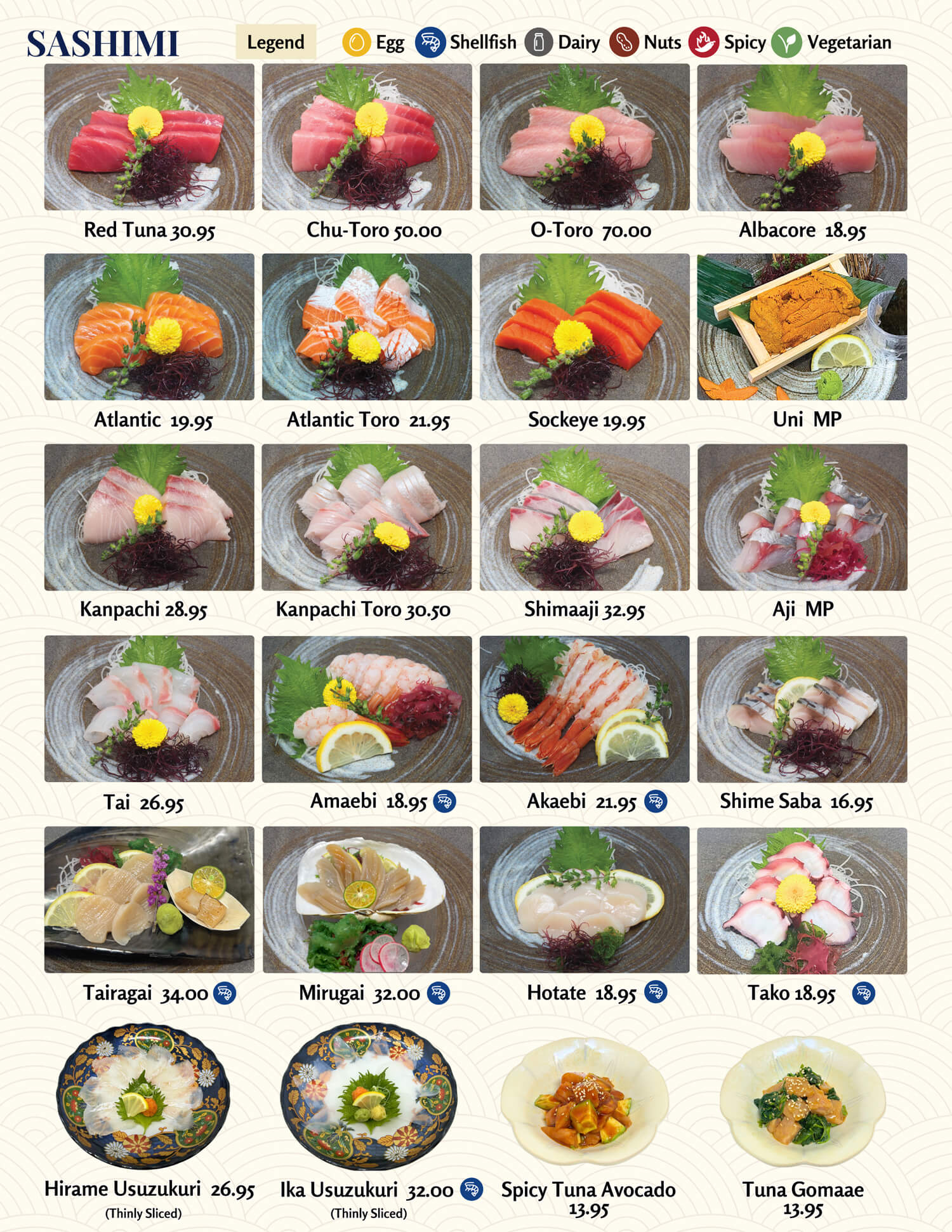 Edokko Nigiri Sushi Menu